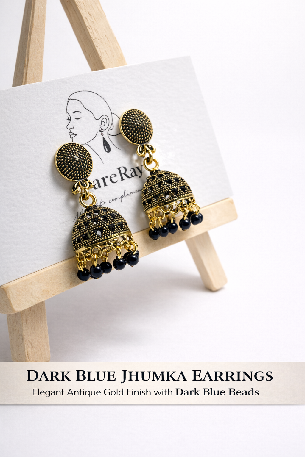 Dark Blue Jhumka Earrings