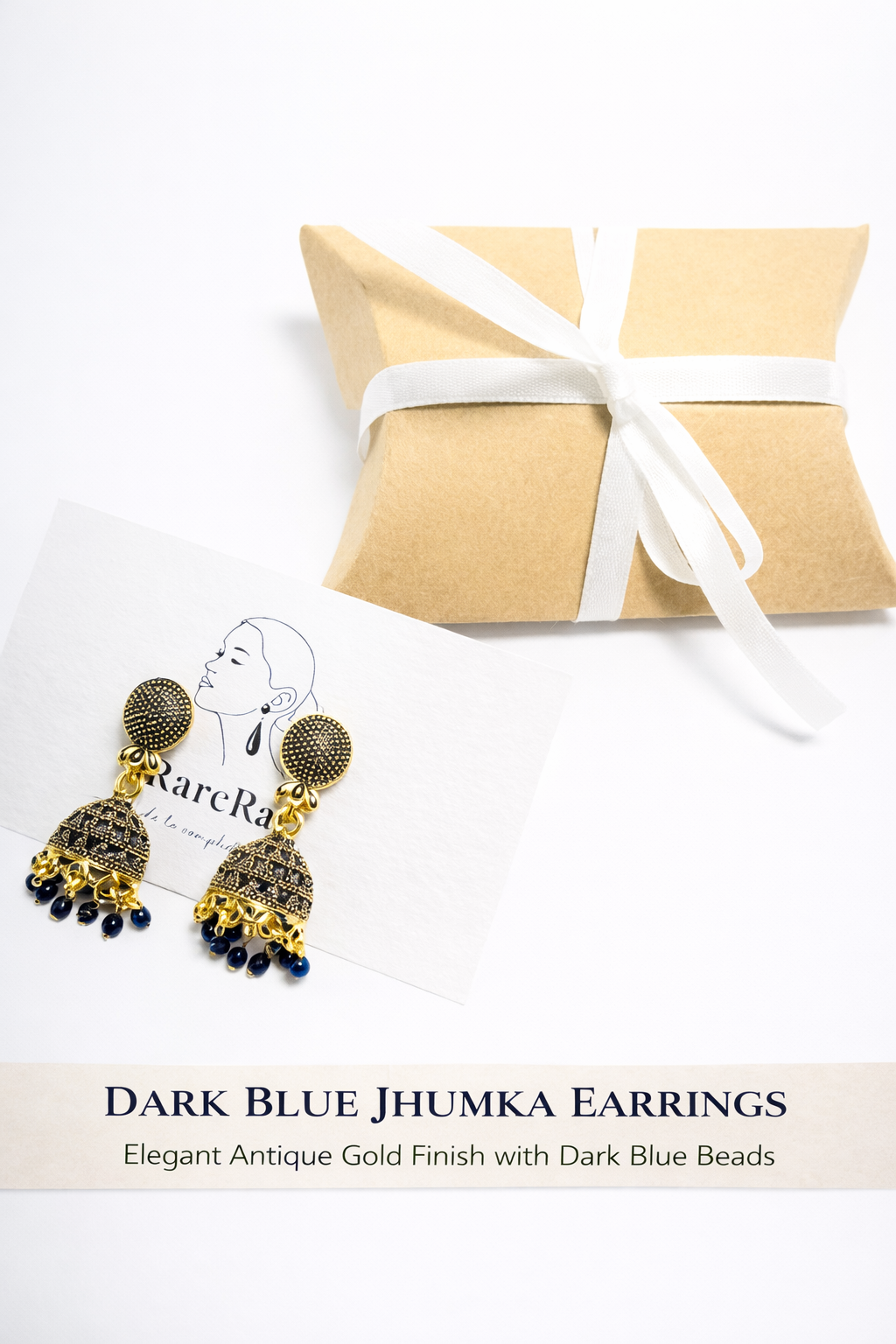 Dark Blue Jhumka Earrings