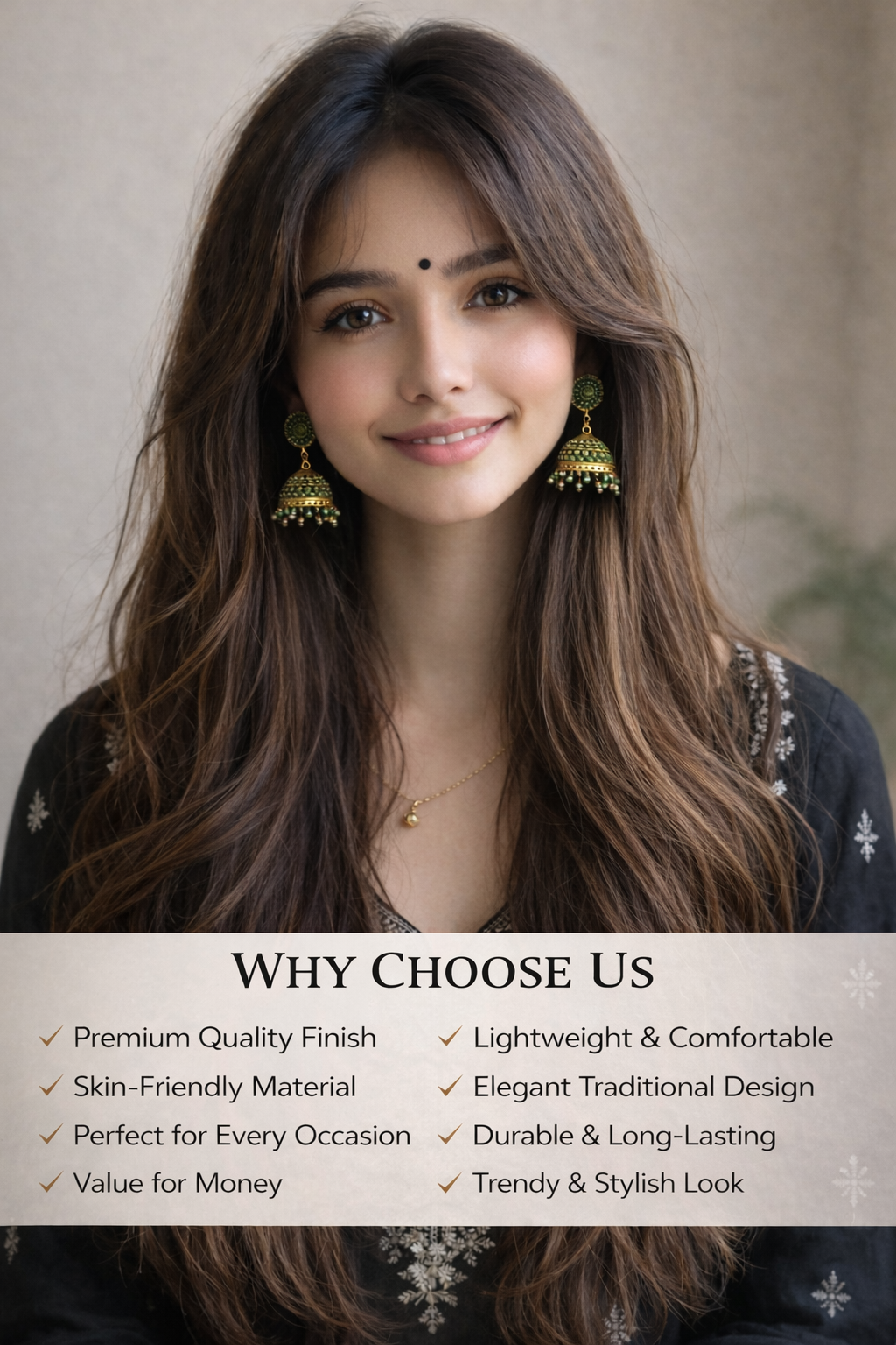 Dark Blue Jhumka Earrings